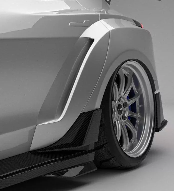 “HACKER” Widebody Rear Quarter Side Canards For Tesla Model 3 Carbon Fiber/ FRP