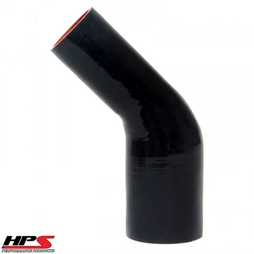 HPS 4 Ply Reinforced 45 Degree Silicone Hose Adapter 3" x 3.5" ID - Black