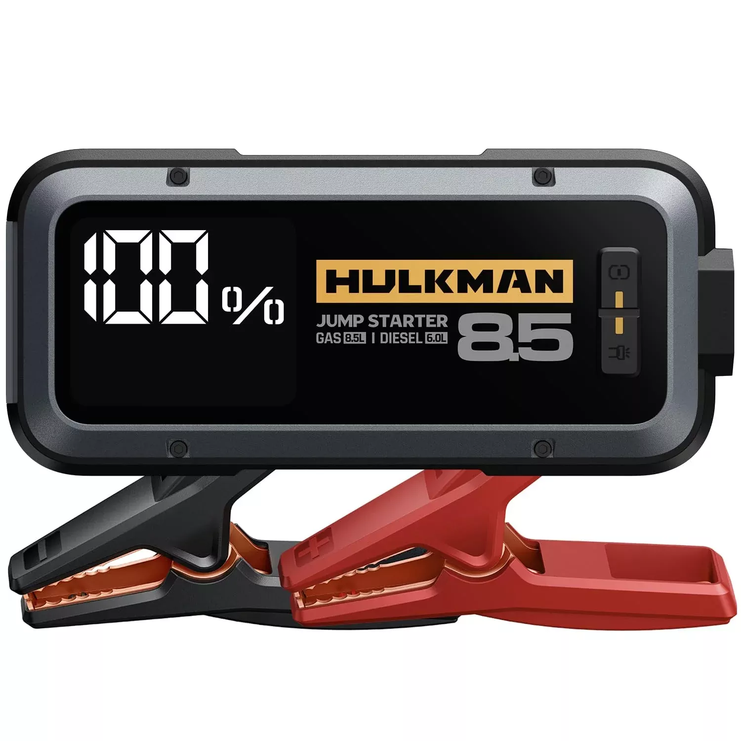 Hulkman Alpha85 Smart Jump Starter 2000A 20000mAh Car Battery Booster for 8.5L Gas & 6L Diesel – Gray, Impact-Resistant Polycarbonate