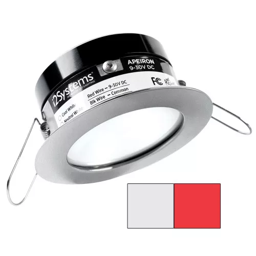 i2Systems Apeiron PRO A503 - 3W Spring Mount Light - Round - Cool WhiteRed - Brushed Nickel Finish