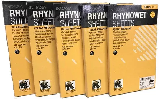 INDASA RHYNOWET Abrasive Sheets – 1000,1200,1500,2000,2500 grit (Pack of 5)