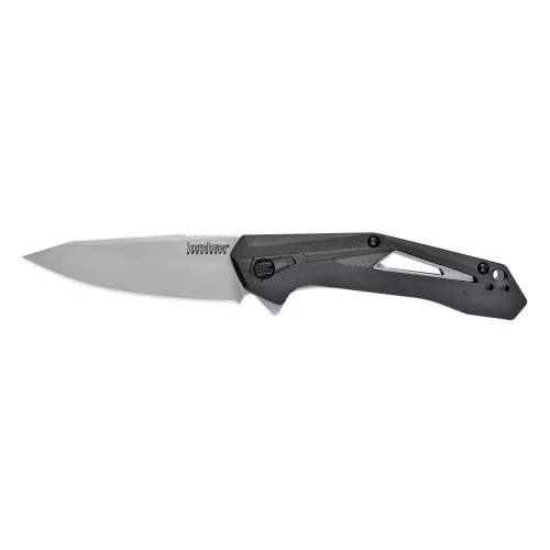 Kershaw Airlock, 3" Folding Knife/Assisted, Drop Point, Plain Edge, 4CR13 Bead Blasted, Black Glass-Filled Nylon Handle 1385