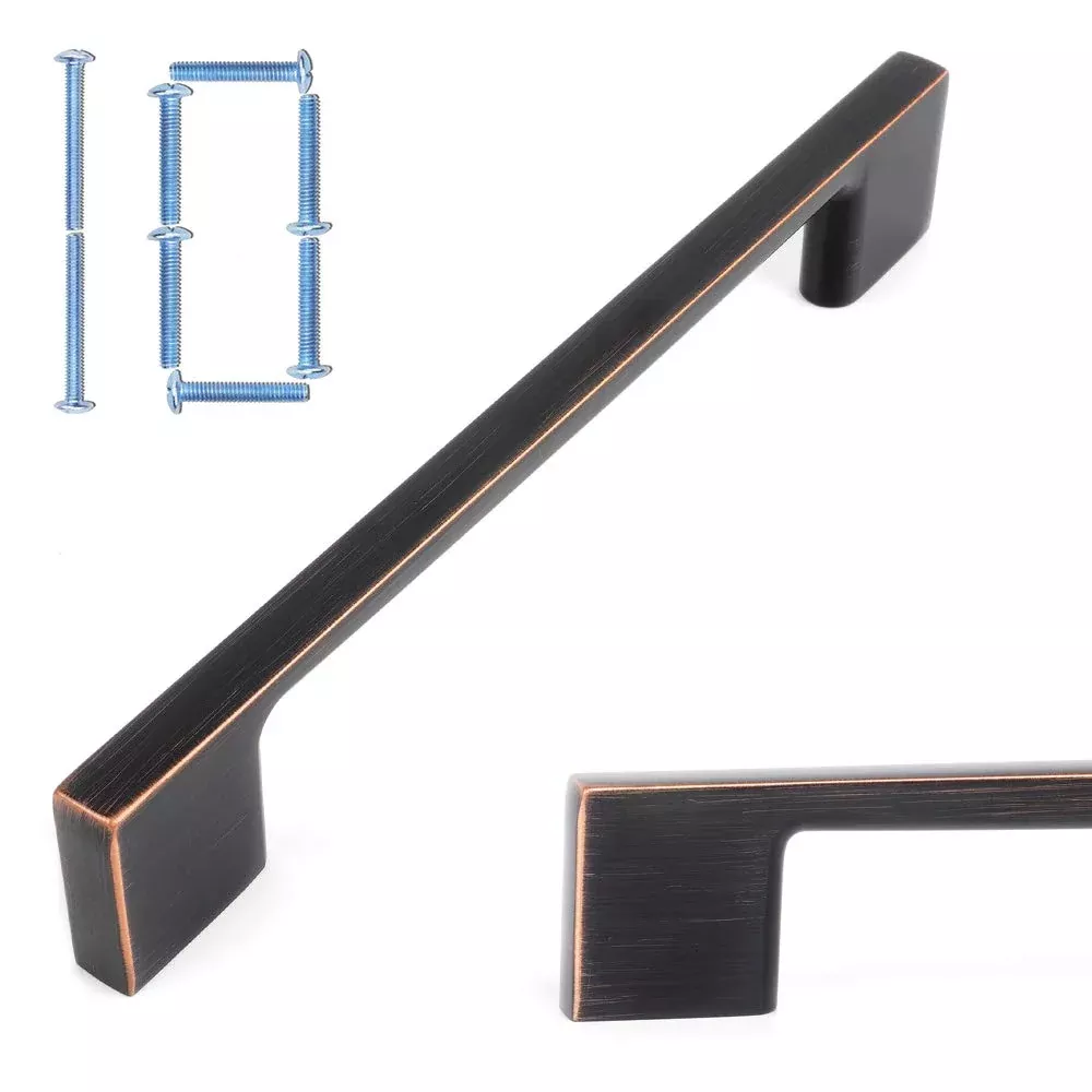 Koofizo Wide Foot Cabinet Bar Pull – Oil Rubbed Bronze Modern Solid Handle, 5 Inch/128Mm Screw Spacing, 10-Pack For Kitchen Cupboard Door, Bedroom Dresser Drawer, Bathroom Wardrobe Hardware