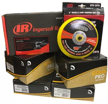 Master Sanding Kit: Air Sander, Sanding Disc Pad, and Sand Papers (40,80,100,220 grit)