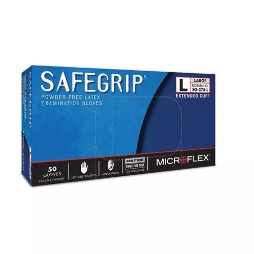 Microflex SafeGrip SG375 Large Textured Blue Latex Gloves