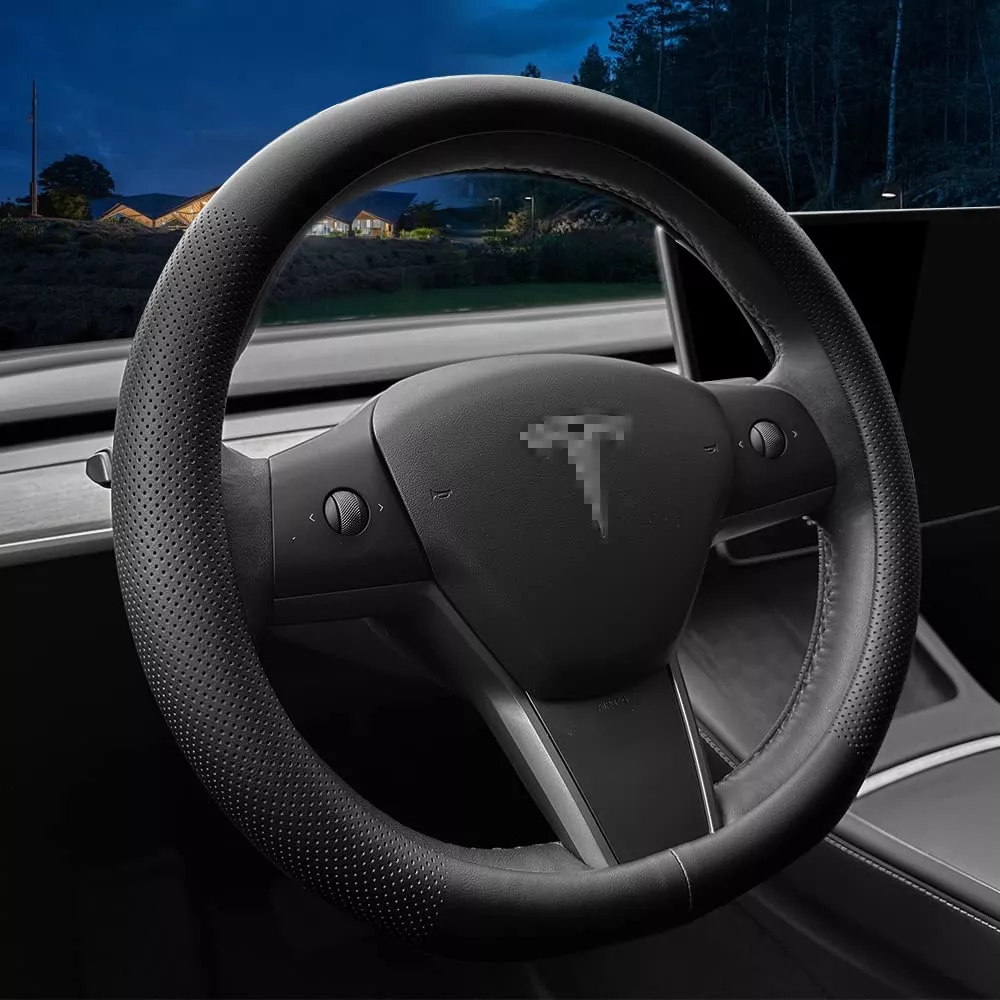 Nappa Leather Ultra-Thin Steering Wheel Cover with Non-Slip Design| Tesla Model 3/Y 2017-2024