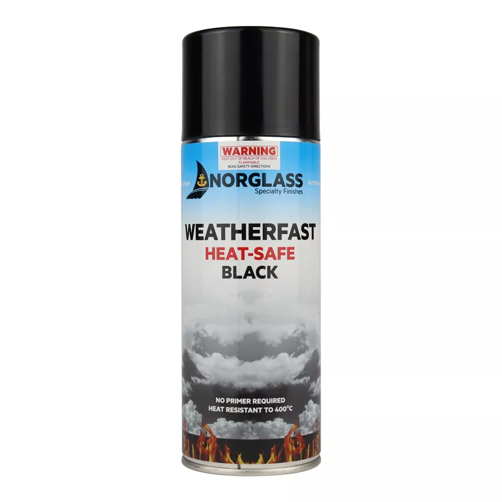Norglass Weatherfast Heat Safe Black Aerosol 300g Self Priming