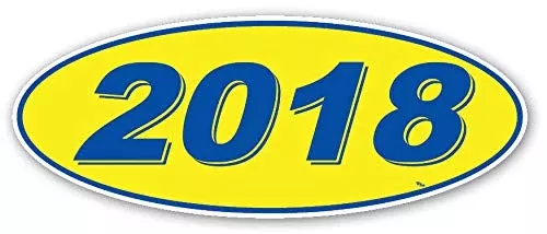 Oval Model Year Window Stickers (Blue Numbers On Yellow) (12 Per Pack) (2018)