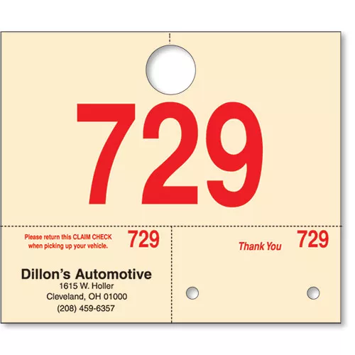 Personalized Manila Car Hang Tags with Imprint & Numbers