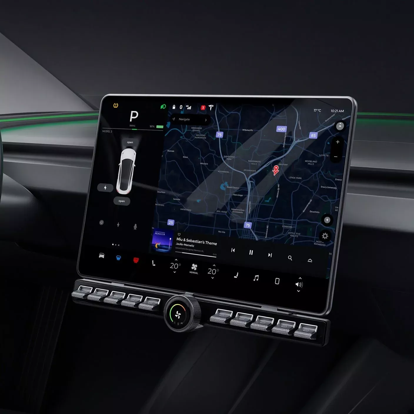 Physical Buttons Dashboard Control Panel for Model 3 / Y | Smart Rotary