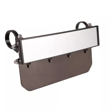 Polaris General 12″ Wide Panoramic Rearview Mirror with Folding Sun Visor Solid Black Shield by Axia Alloys