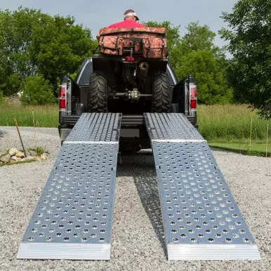 Polaris General Aluminum Extra-Wide Arched Dual Runner Folding UTV Ramps by Black Widow