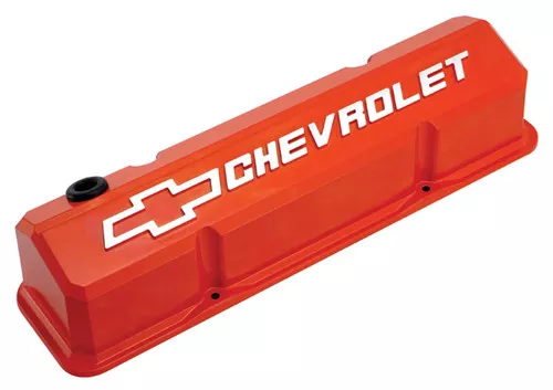 Proform 141-924 Slant Edge Valve Covers - Small Block Chevy Orange Cast Aluminum