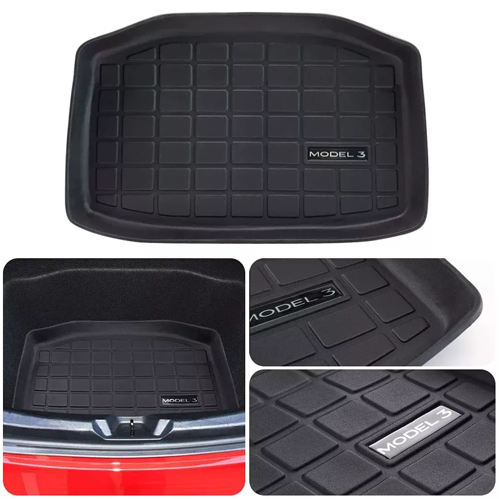 Rear Trunk Mat for Tesla Model 3 2017-2021 | All Weather Odorless Cargo Tray Liner Storage Trunk Mat Projector Accessories (Rear Trunk Mat)