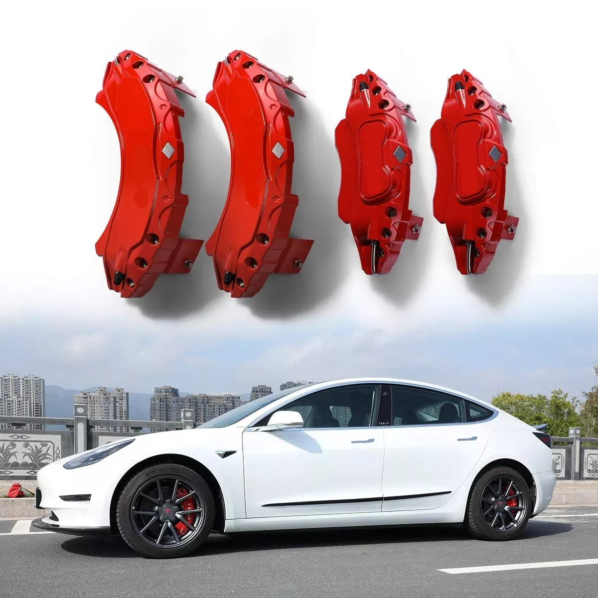 Red Caliper Covers (18" & 19") | Tesla model 3 (2017-2023)