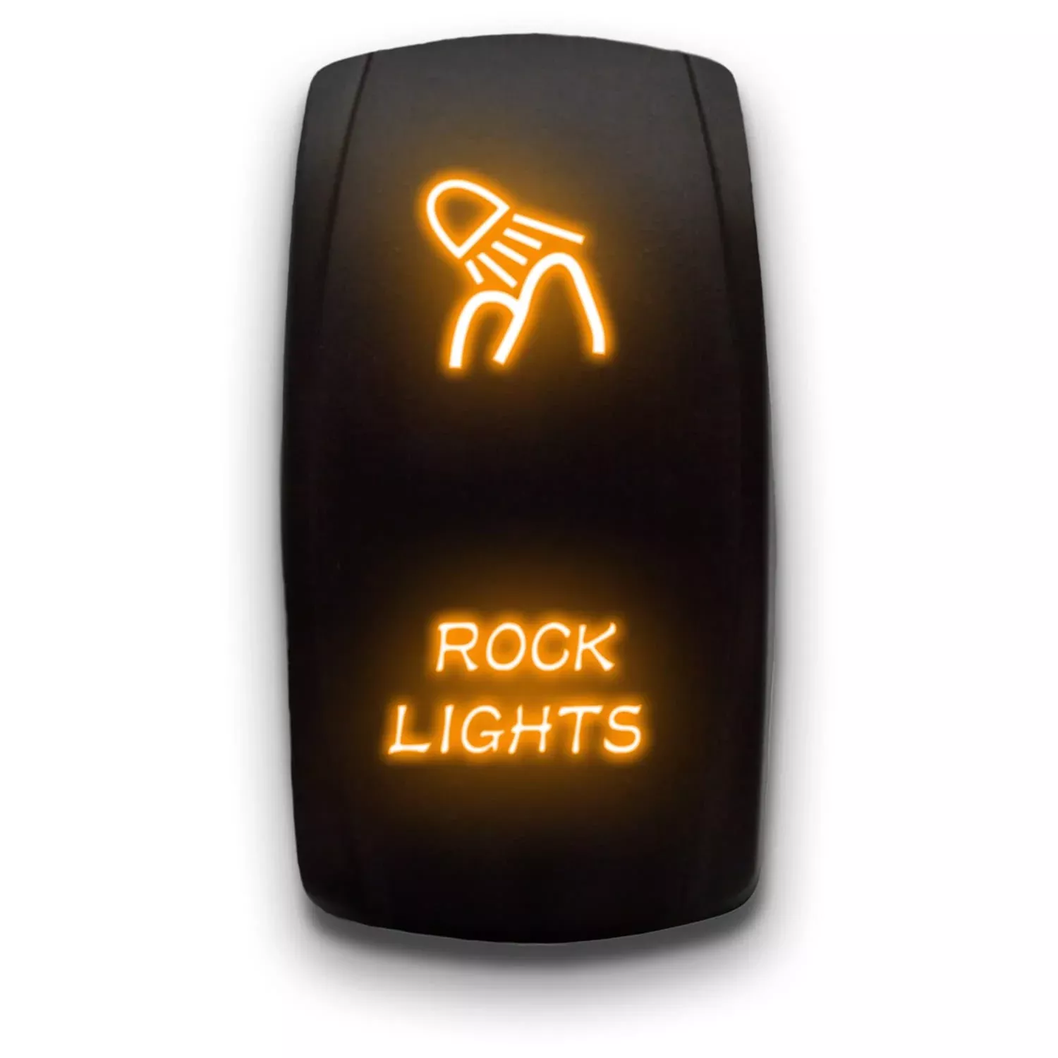 Rock Lights – Orange – Laser Etched Toggle Switch 20A 12V – Vertical Rocker Switch 5-Pin Dpst