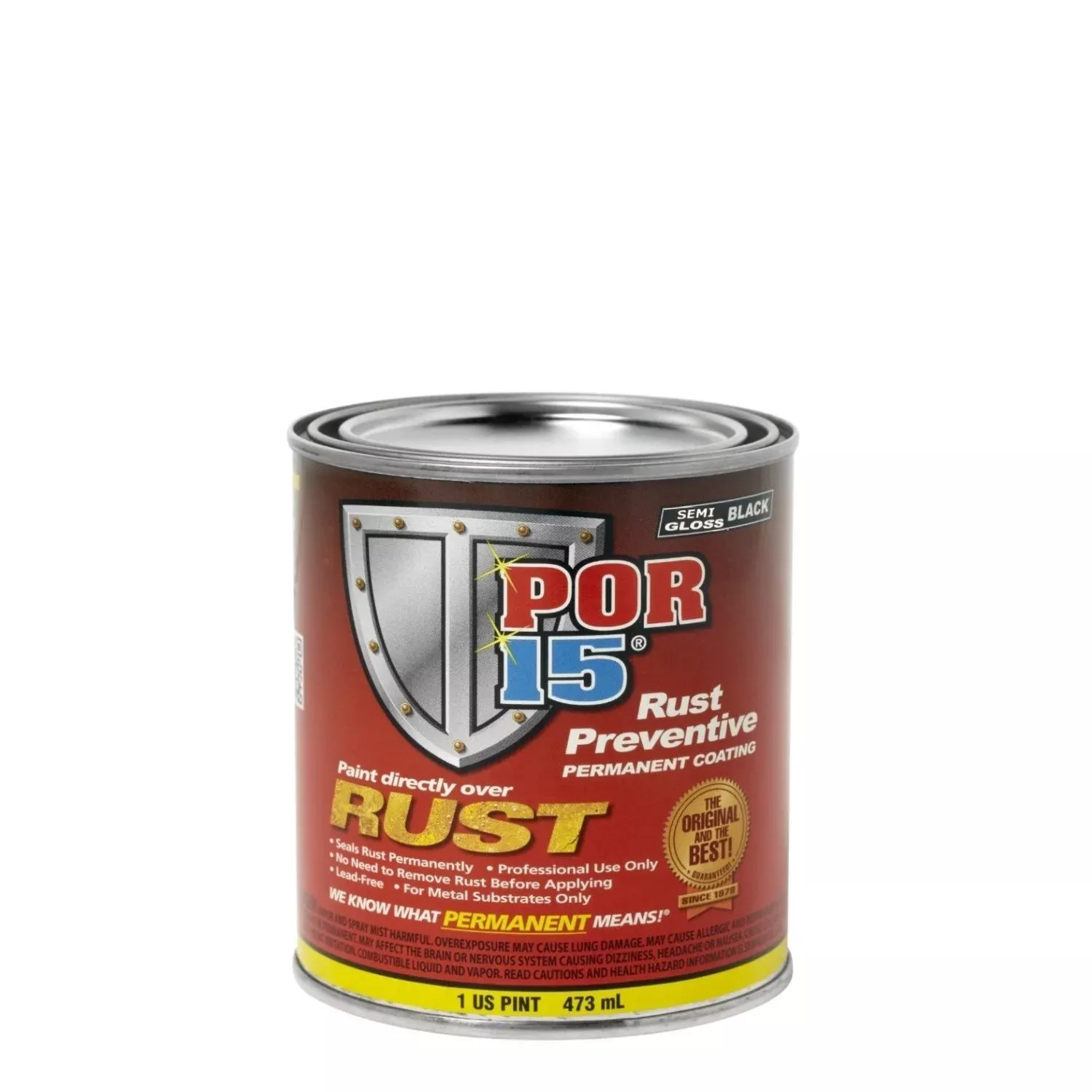 Rust Preventive Coating Semi Gloss Black Pint 473mL covers 4.5m² single coat