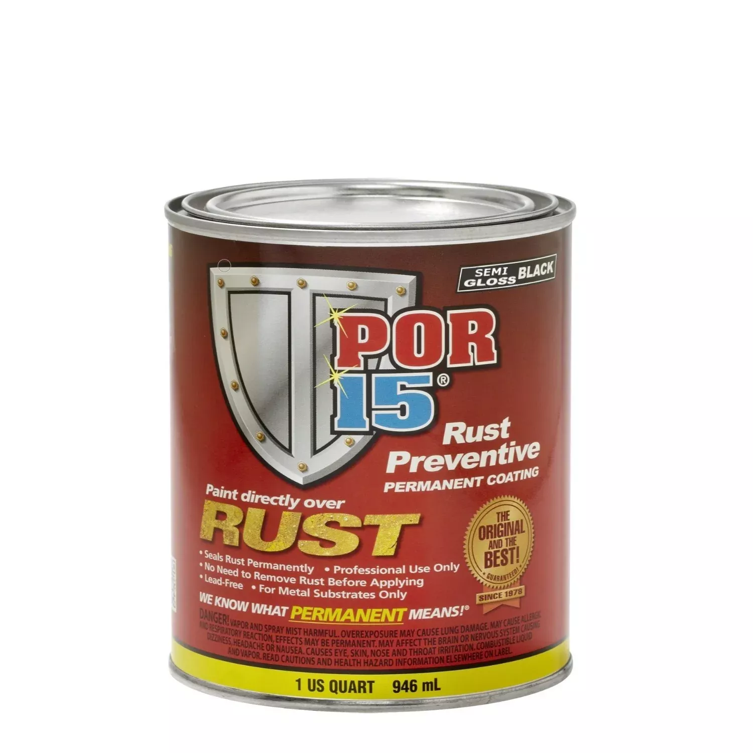 Rust Preventive Coating Semi Gloss Black Quart 946mL covers 9m² single coat