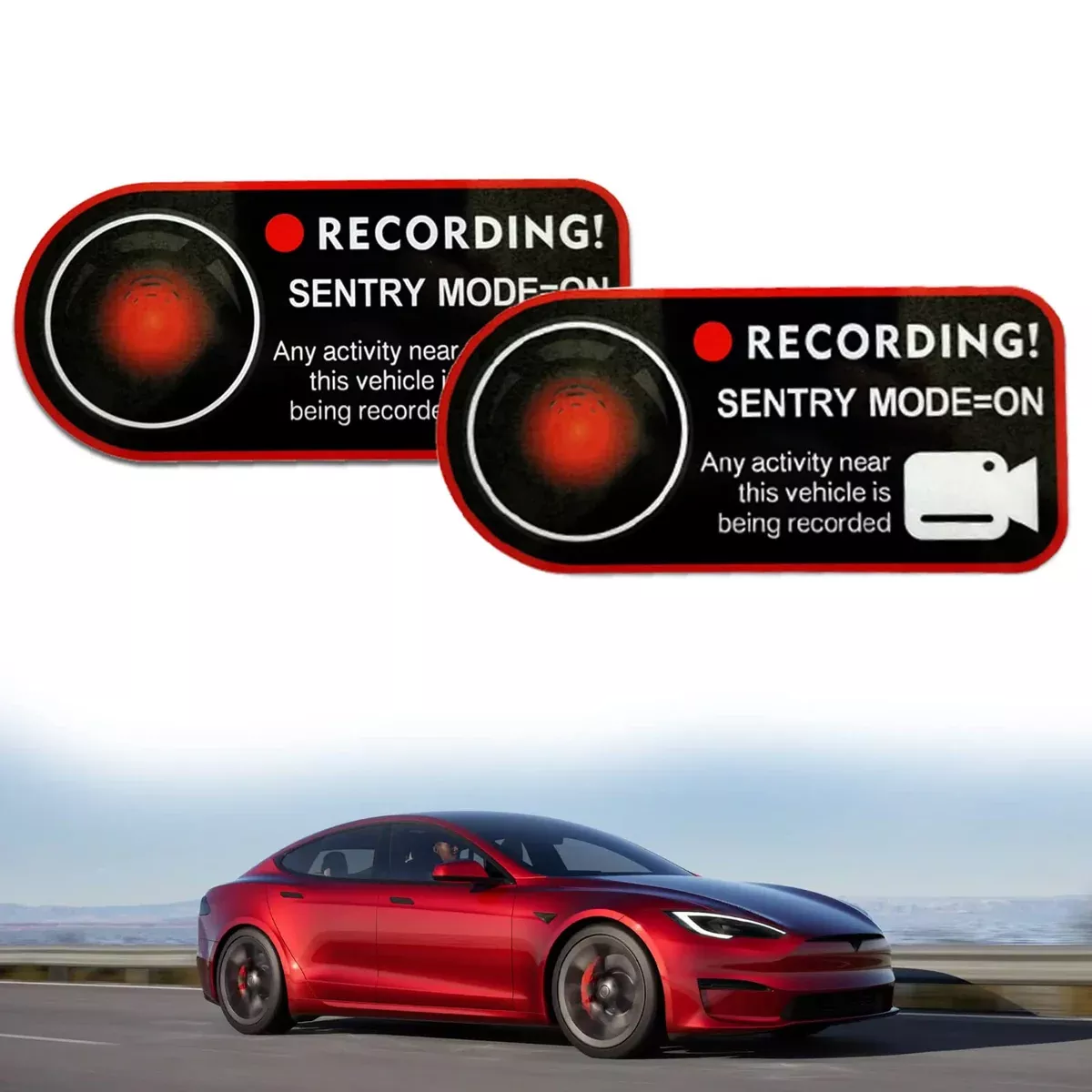 Sentry Mode Stickers Compatible with Tesla Model 3 Y X S Cybertruck Sticker Window Warning Static Adsorption Paste Pattern (2 PCS)