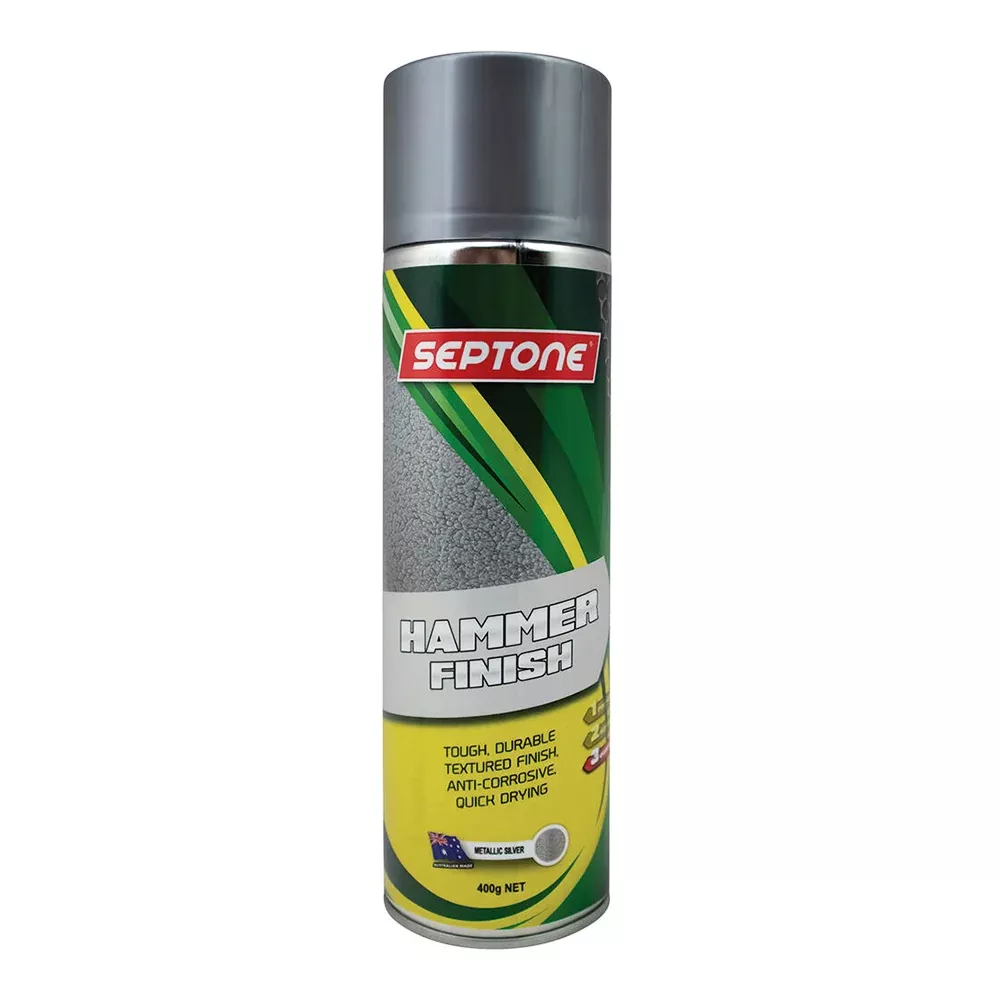 SEPTONE Metallic Hammer Finish Anti Corrosive Spray Paint 400g Aerosol Silver