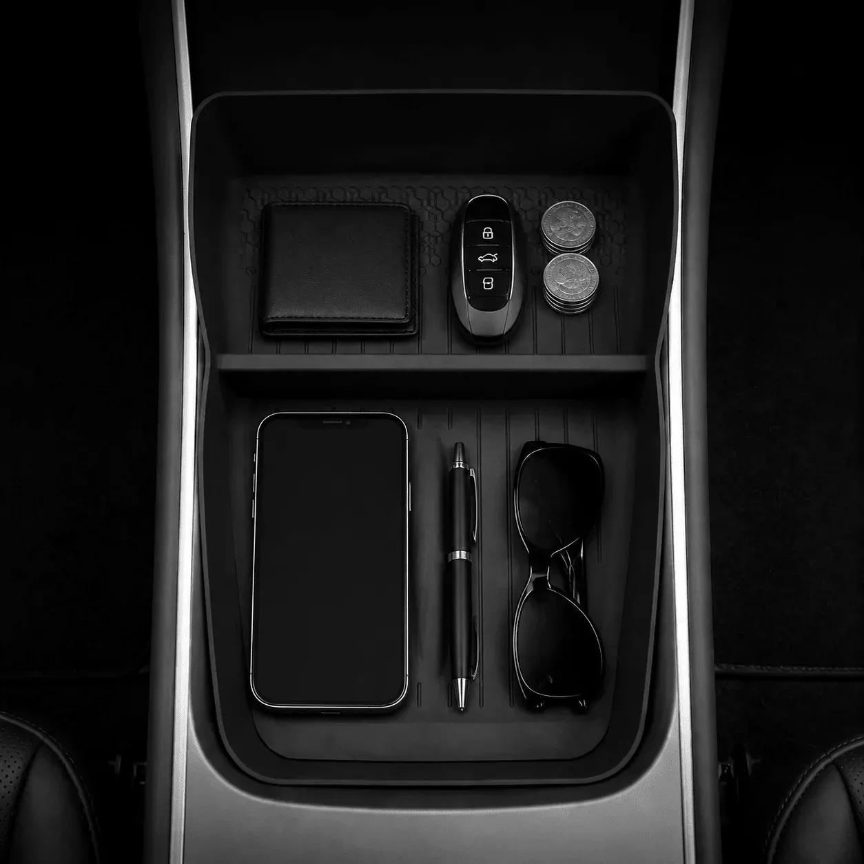 Silicone Center Console Lower Tray Mat for Model Y Standard 2026+