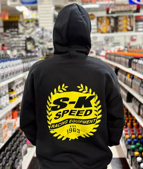 SK Speed Racing Shield Logo Hoodie - Black with Yellow Logo - DOUBLE EXTRA LARGE