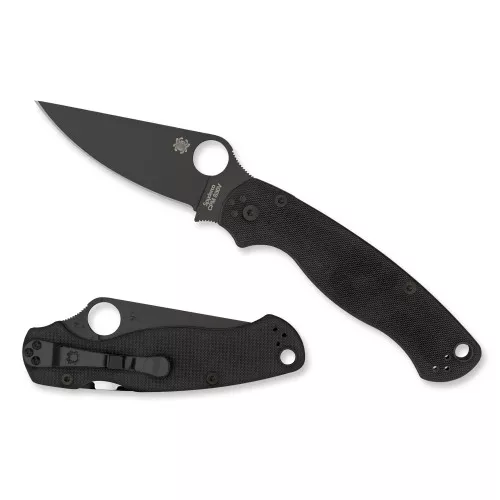 Spyderco Para Military 2, 3.45" Folding Knife, CPM-S45VN, DLC Finish Blade, Black, G10 Handle, Black, Plain Edge C81GPBK2