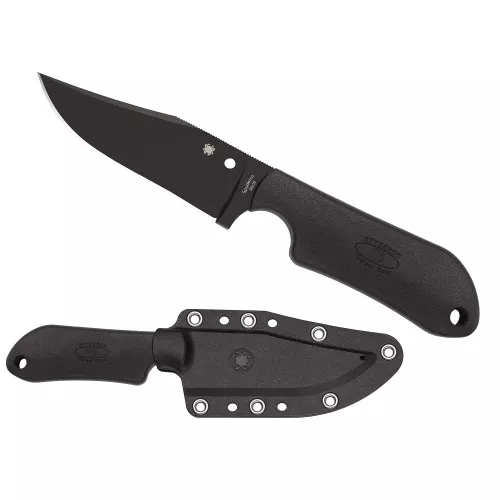 Spyderco Street Beat Lightweight, 3.5" Fixed Blade Knife, Plain Edge, VG-10 Blade, Kraton Handle, Includes Sheath and G-Clip FB15PBBK