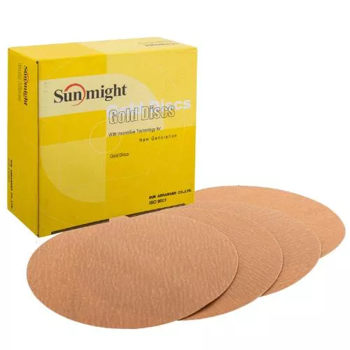 Sunmight 6 Inch 40 Grit Gold PSA Sanding Disc, 100 pk