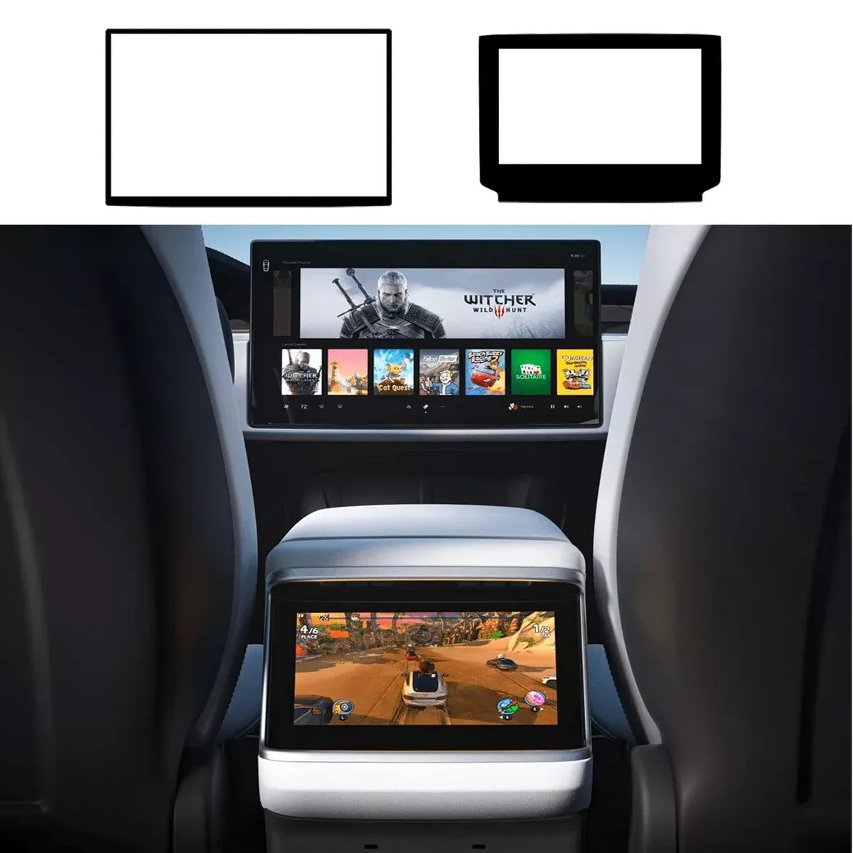 Tempered Glass Screen Protector for 2023 Tesla Model S Model X (Plaid & Long Range) 2021 2023 Navigation and Rear Display Screen 9H Hardness High Clear Anti-Scratch Shock Resistant