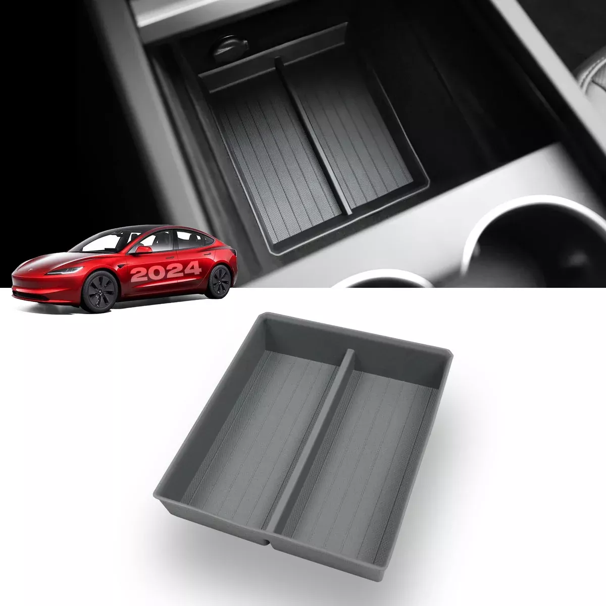 Tesla Model 3 Highland 2024 Center Console Organizer – Lower Tray Interior Storage Box