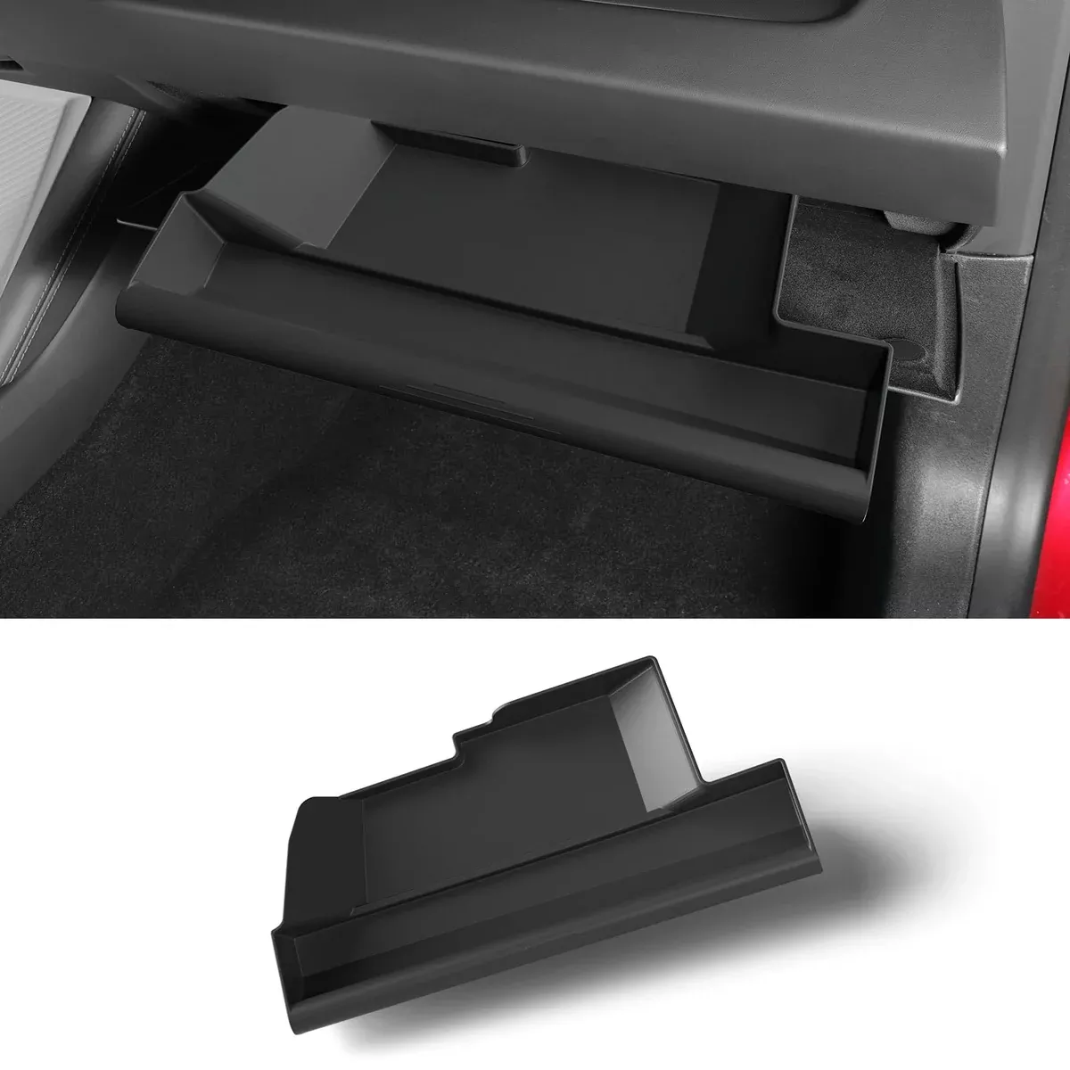 Tesla Model 3 Highland Glove Box Organizer 2024-2026 – TPE Waterproof Storage Drawer Tray, Movable Interior Accessory (Black)