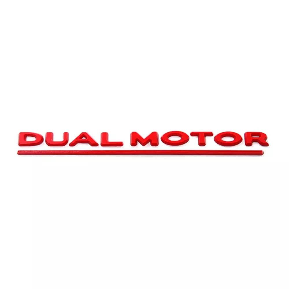 Tesla Model X S 3 Y Dual Motor Underlined 3D Letter Emblem (RED)