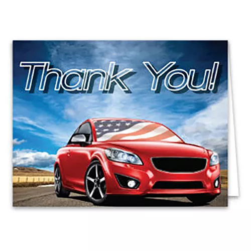 Thank You Patriotic Car Greeting Card 4 1/2″ x 5 1/2″ (50)