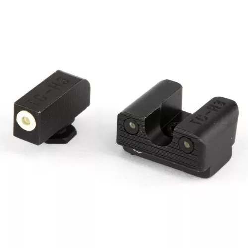 TRUGLO Tritium Pro Sight, Fits Glock 42/43, Large White Focus-Lock Ring on Front Sight & U-Notch Rear Sight, White Dots in Light & Green Dots at Night TG-TG231G1AW