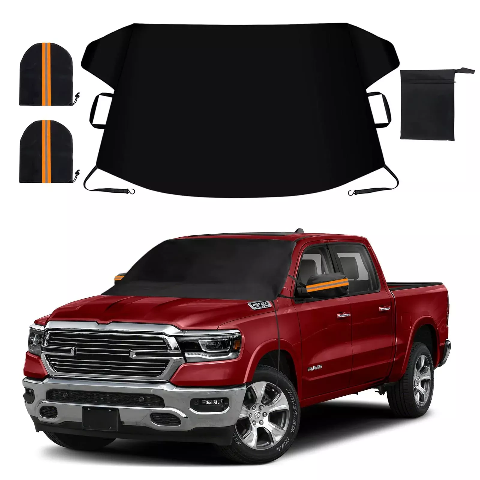 Tx-Inno Auto Windshield Cover For Ice And Snow, Thicken Extra Large Size Car Windshield Snow Cover With Side Mirrors Cover, Windshield Frost Cover Windproof Covers Fits Most Suvs Trucks (82.8’X 47′)