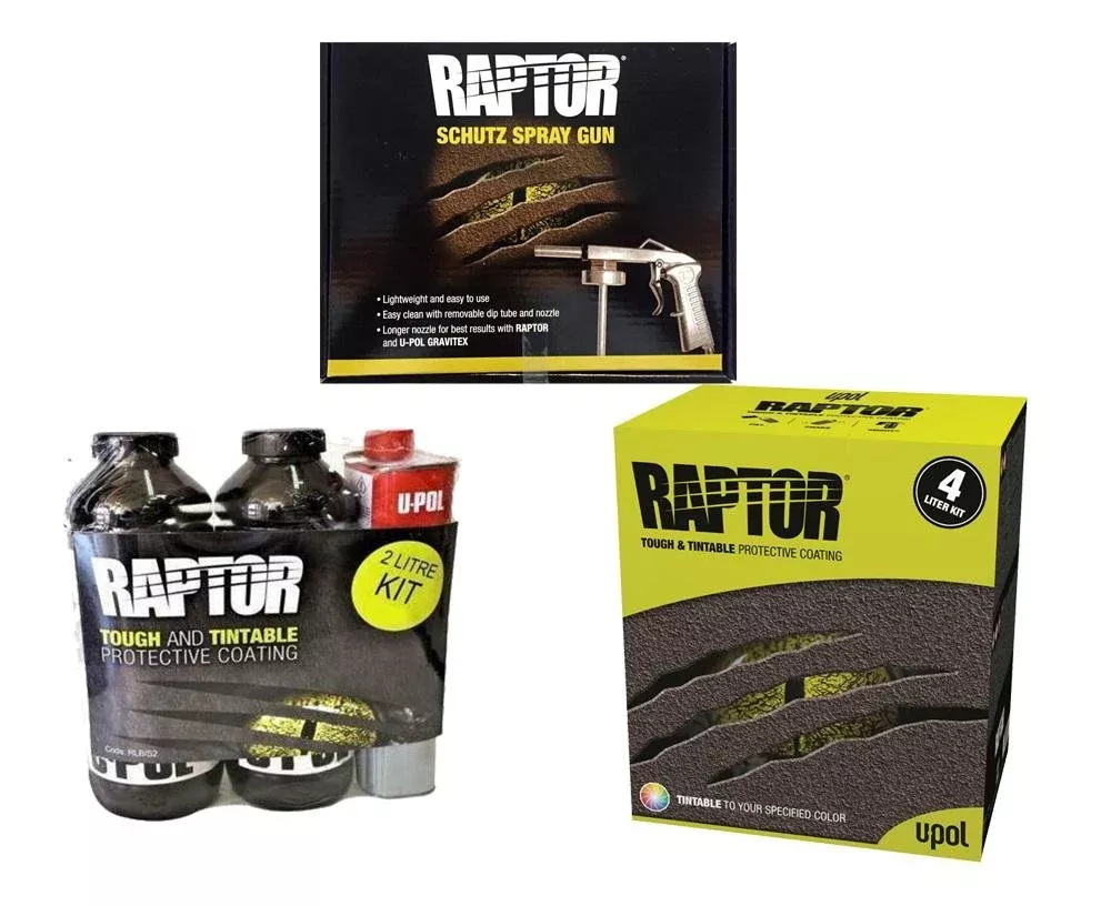 UPol Raptor Tintable Tough Protective UV Resistant Bed Liner Kit 6L + Schutz Gun