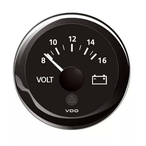 VDO Marine 2-1/16" (52mm) ViewLine Voltmeter - 8-16V - Black DialBezel