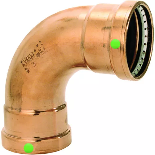 Viega ProPress XL 2-1/2" - 90 Copper Elbow - Double Press Connection - Smart Connect Technology