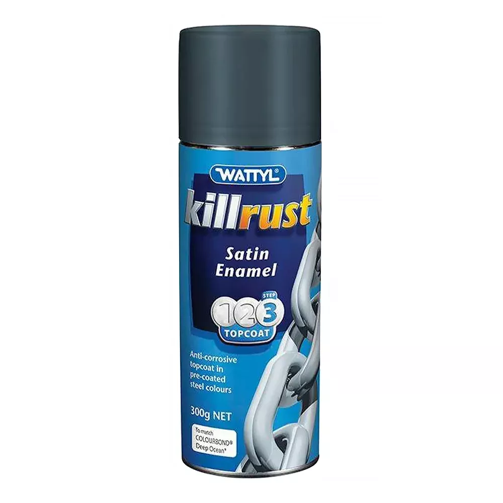 WATTYL Killrust Satin Enamel Spray Paint 300g Aerosol Deep Ocean