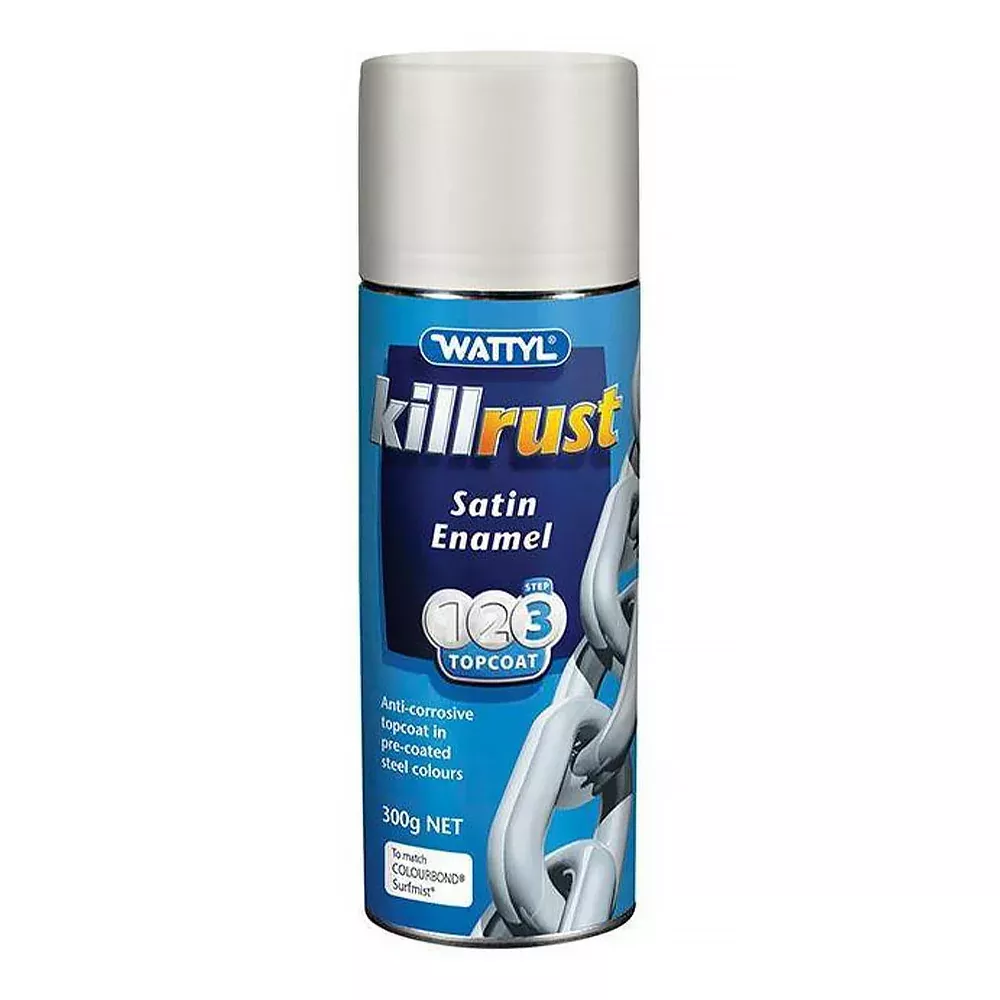 WATTYL Killrust Satin Enamel Spray Paint 300g Aerosol Surfmist