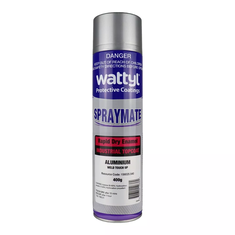 WATTYL Spraymate Quick Dry Topcoat 400g Aerosol Aluminum Silver
