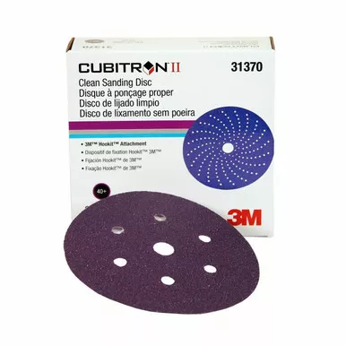 (X)3M 31370 6″ 40+ Grit Cubitron II Clean Sanding Hookit Abrasive Discs 25/Box